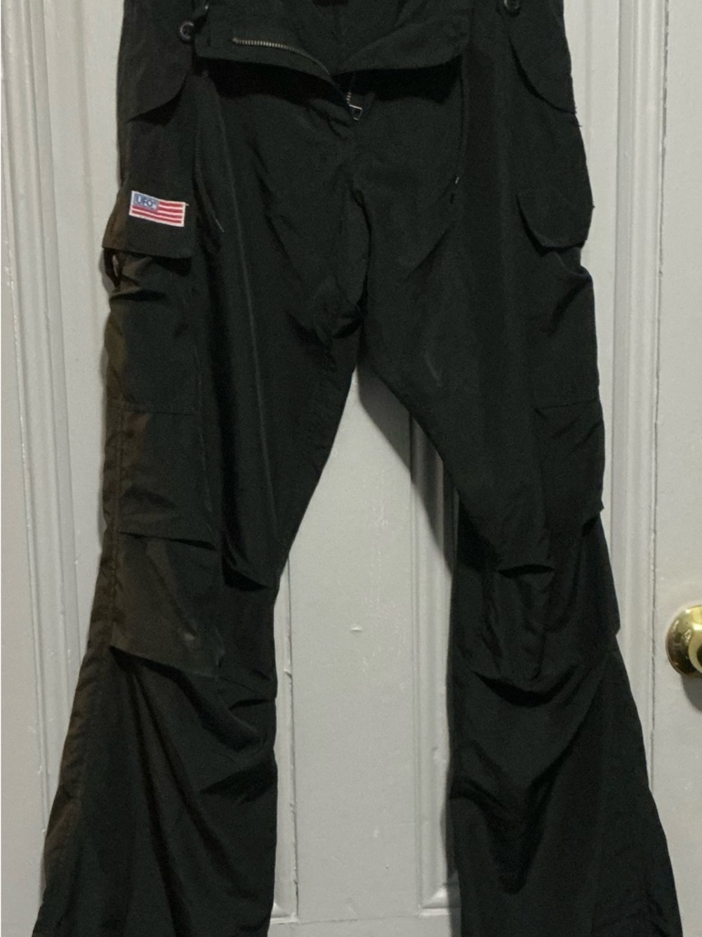 Vintage UFO Black Cargo Parachute Pants